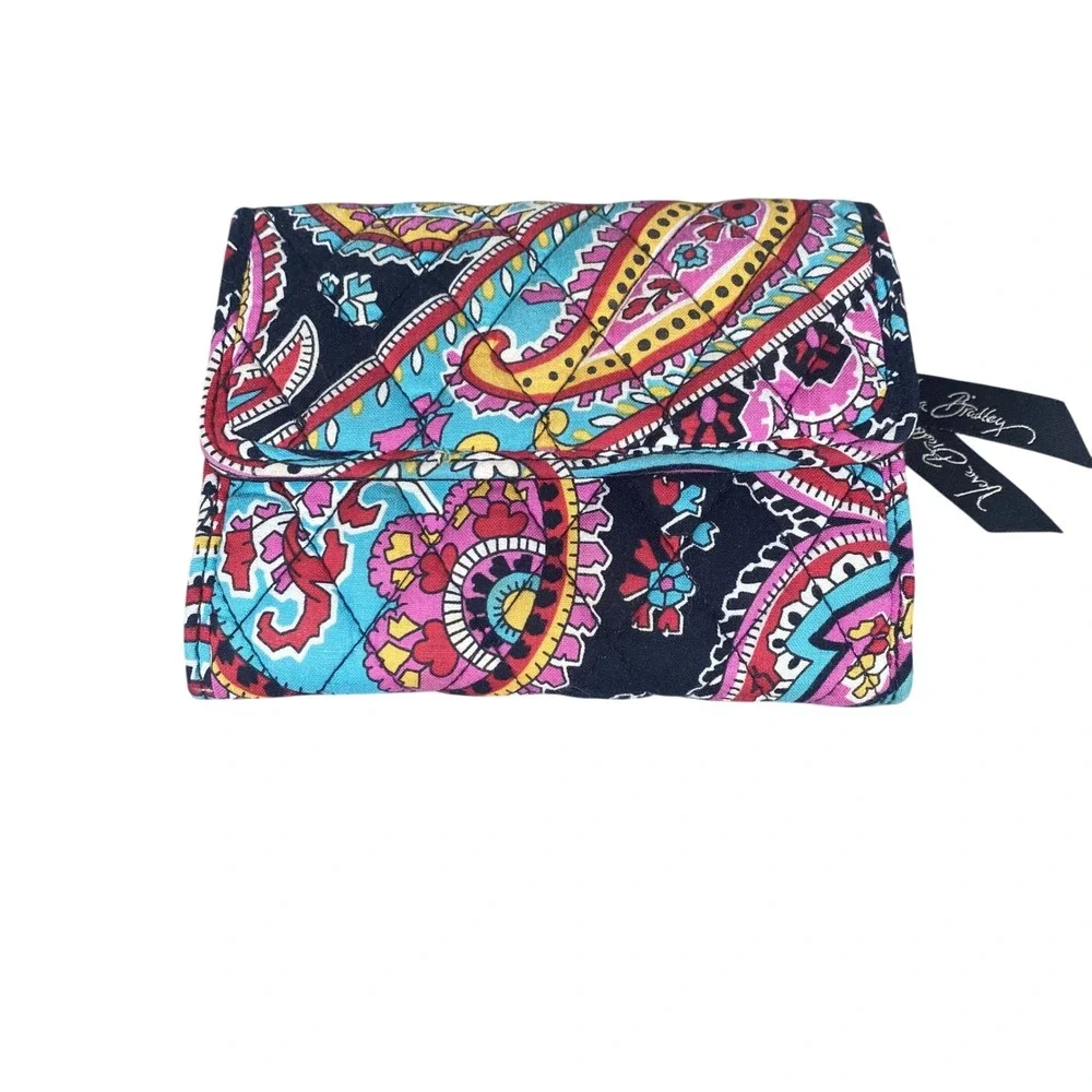 Vera Bradley Trifold Wallet Womens Small Multicolor Quilted Paisley Snap Zip